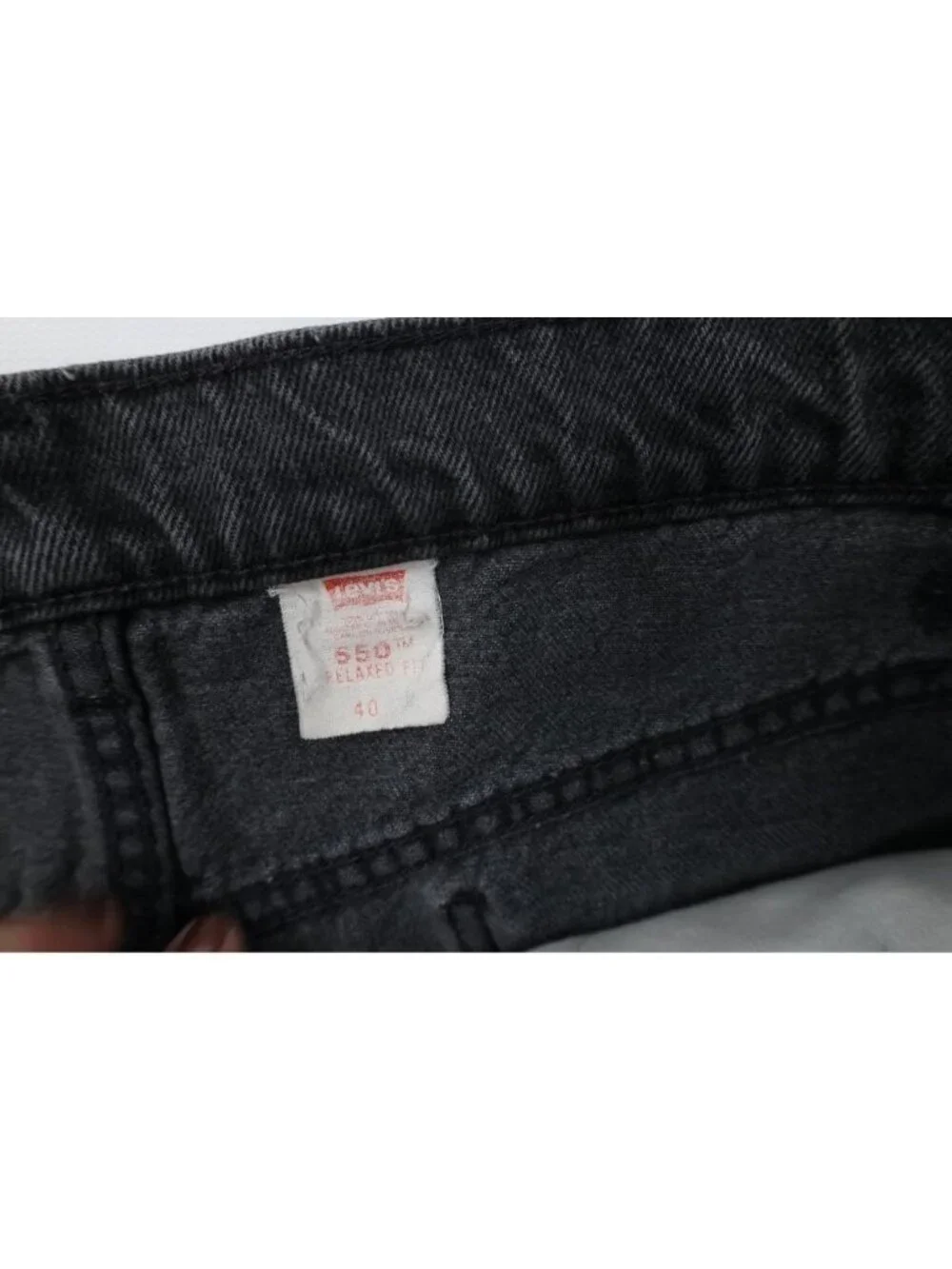 Vtg 90s Levis 550 Orange Tab Mens 40 Distressed Relaxed Denim Jean Shorts Black